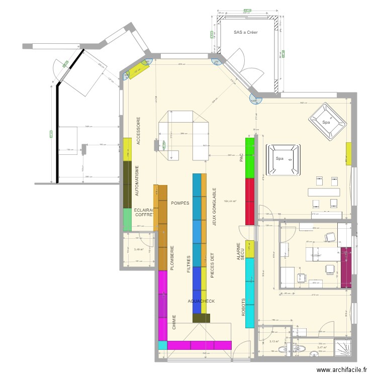 Magasin vide coté2. Plan de 0 pièce et 0 m2