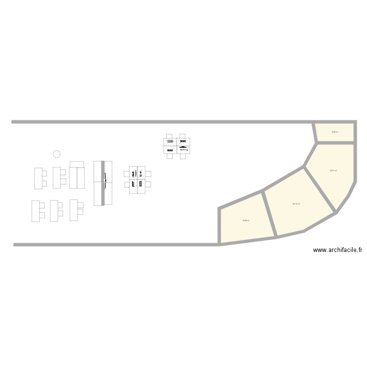 atelier. Plan de 4 pièces et 55 m2