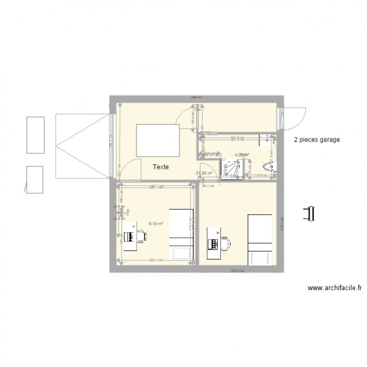 POLYCARPE  Aménagement 2 pièces. Plan de 0 pièce et 0 m2