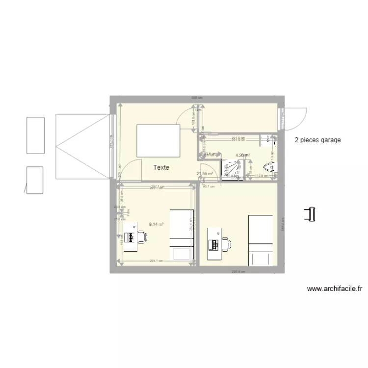 POLYCARPE  Am&eacute;nagement 2 pi&egrave;ces. Plan de 