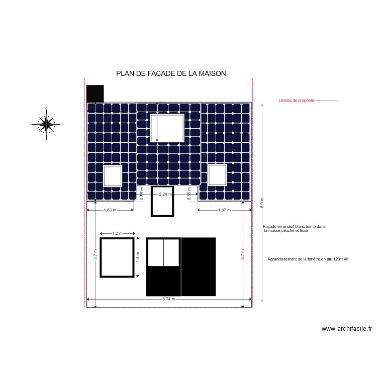 Façade  Est Projet  Sylviane. Plan de 0 pièce et 0 m2