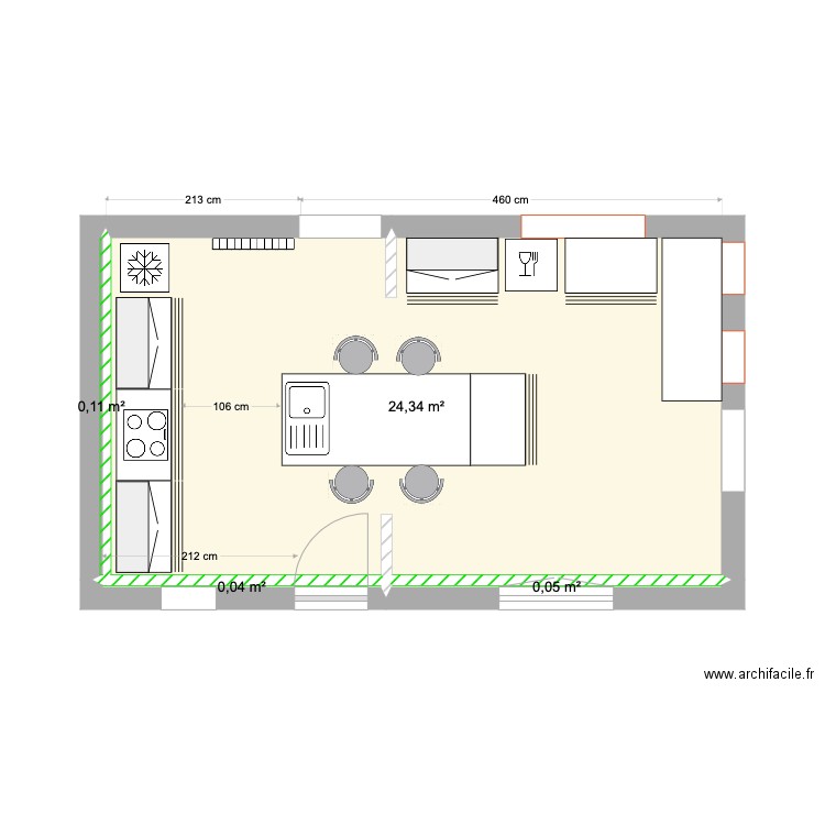 cuisine petite maison 6 2 22. Plan de 4 pièces et 25 m2