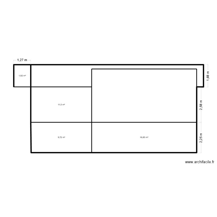 esquisse. Plan de 4 pièces et 40 m2