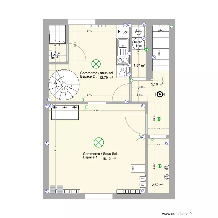 Plan cave  - Leman. Plan de 5 Pièces et 40 m²