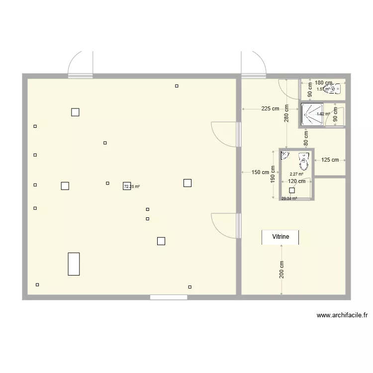 reservation labo avec objet sans escalier. Plan de 