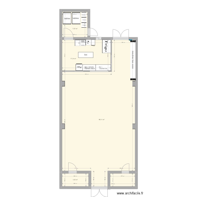 salle V 2. Plan de 4 pièces et 128 m2