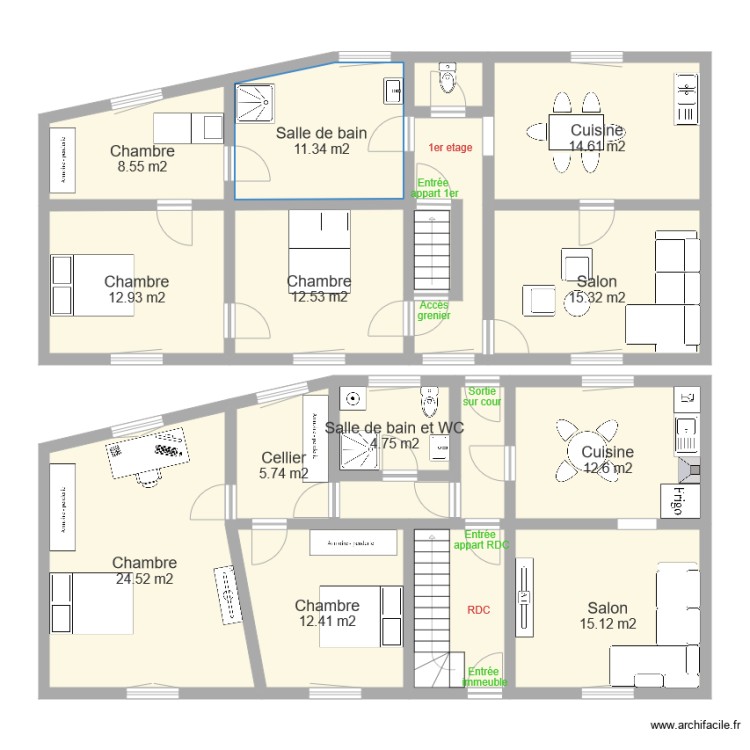 Immeuble PERRIN. Plan de 0 pièce et 0 m2