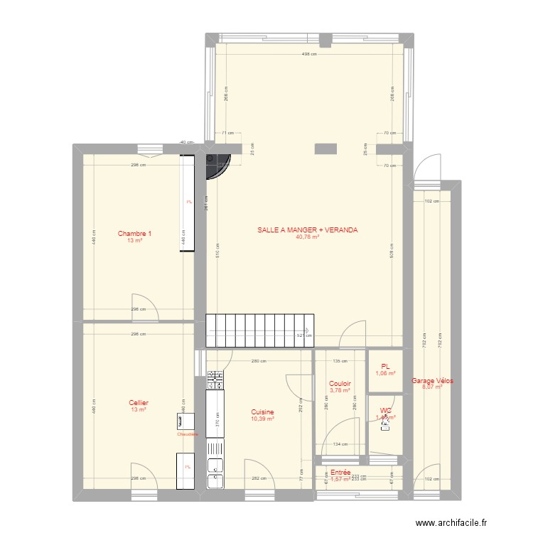 Etage0. Plan de 9 pièces et 93 m2