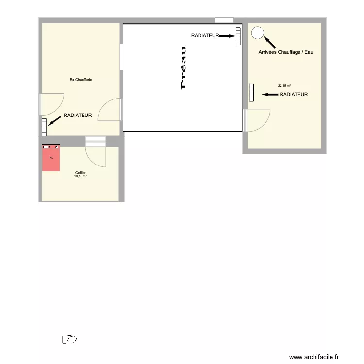 Radiateurs Preau Dependance exChaufferie. Plan de 
