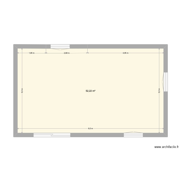 PLAN NU  ETAGE. Plan de 1 pièce et 52 m2