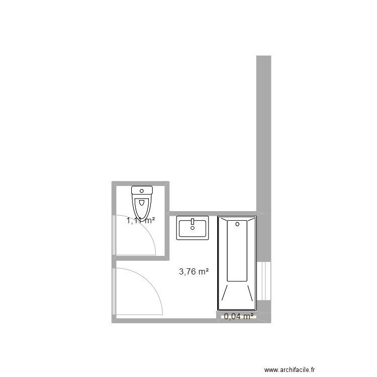 Drouiller. Plan de 3 pièces et 5 m2