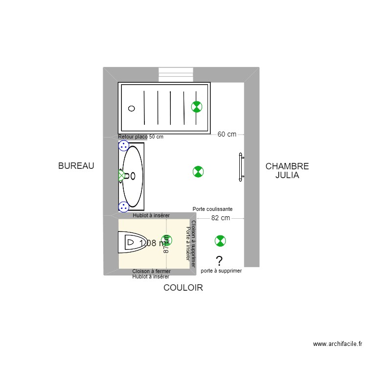 sarriot étage. Plan de 1 pièce et 1 m2