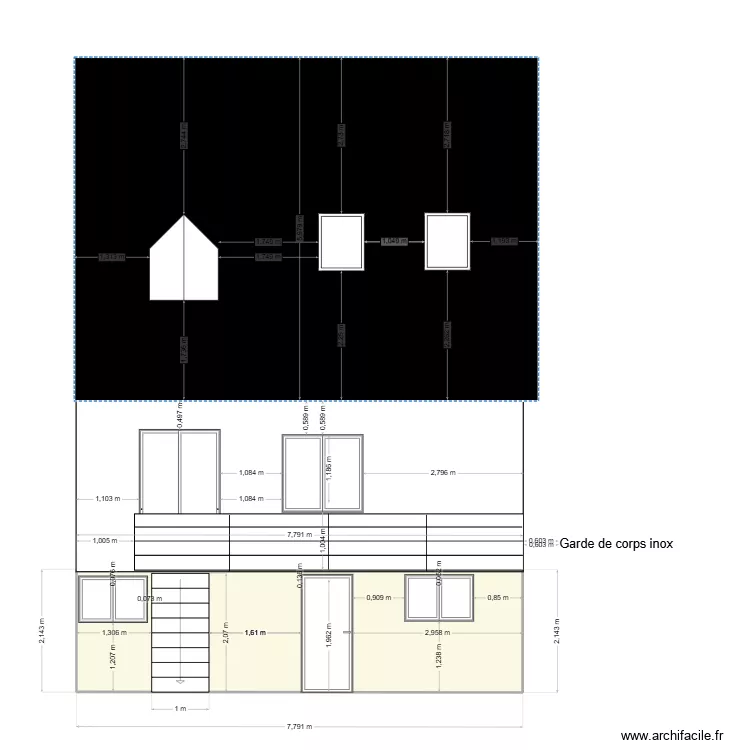 Façade arrière. Plan de Façade arrière. Plan de