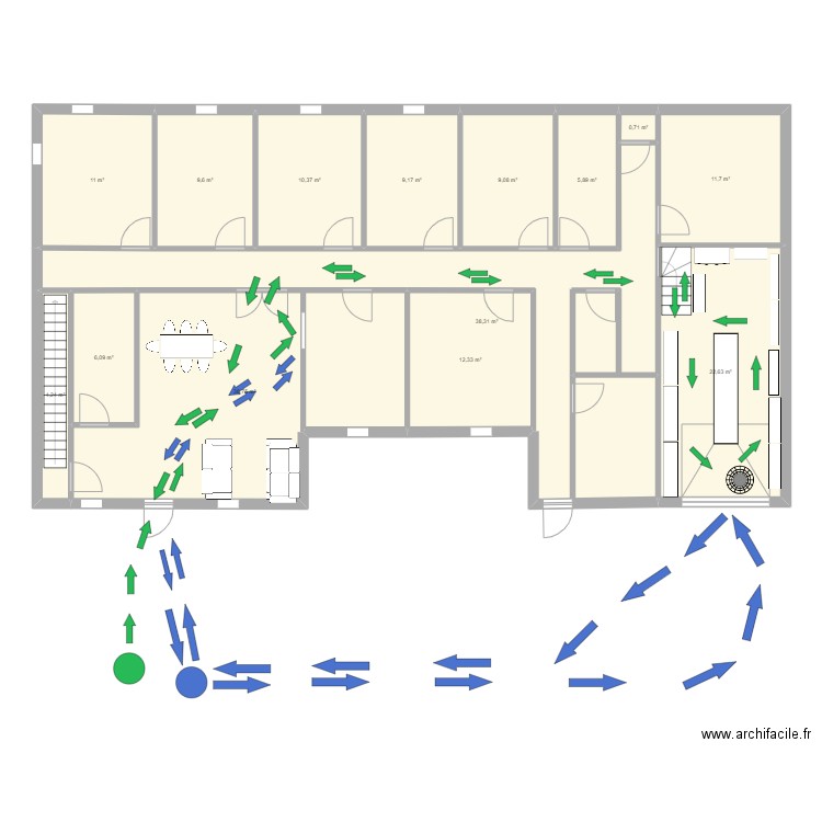 CAIENA. Plan de 14 pièces et 190 m2