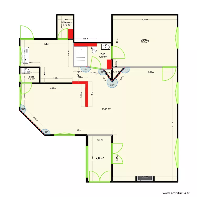 Plan Sylvie. Plan de 8  et 93 m²