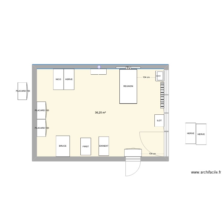 SHOW ROOM. Plan de 1 pièce et 36 m2