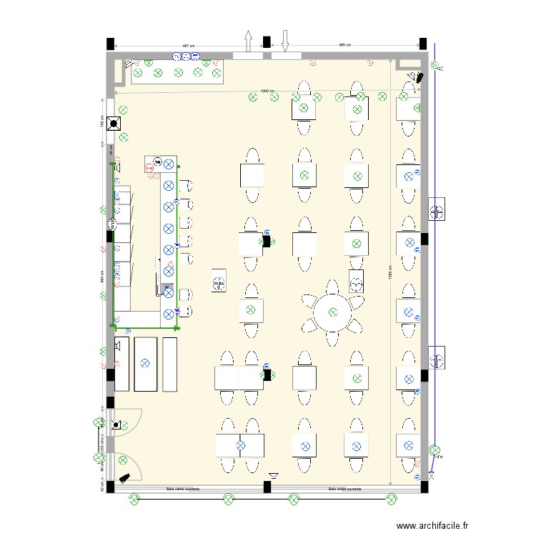 Salle resto Ivato  du 15 04 21 version2. Plan de 3 pièces et 139 m2