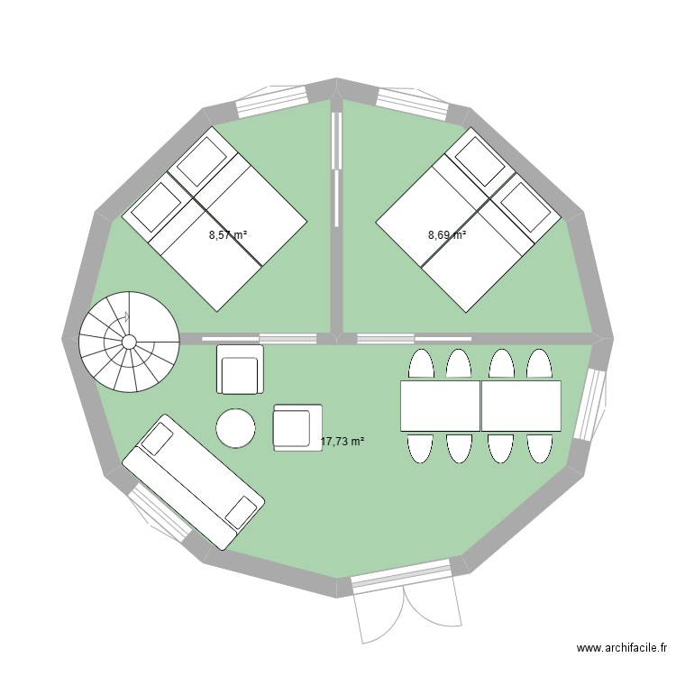yourte 35m2. Plan de 0 pièce et 0 m2