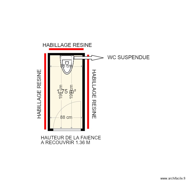 CACHEUX AMENAGEMENT DES TOILETTES. Plan de 0 pièce et 0 m2