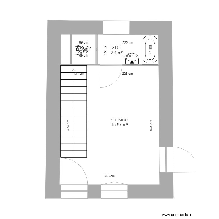 Simon EDL RDC. Plan de 4 pièces et 19 m2
