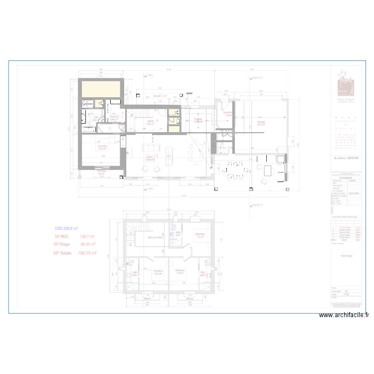 chambres parents 3. Plan de 7 pièces et 44 m2