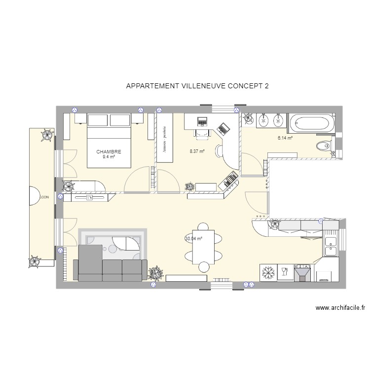 APPARTEMENT VILLENEUVE CONCEPT fifi. Plan de 0 pièce et 0 m2