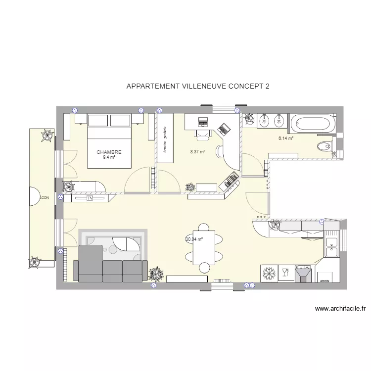 APPARTEMENT VILLENEUVE CONCEPT fifi. Plan de 
