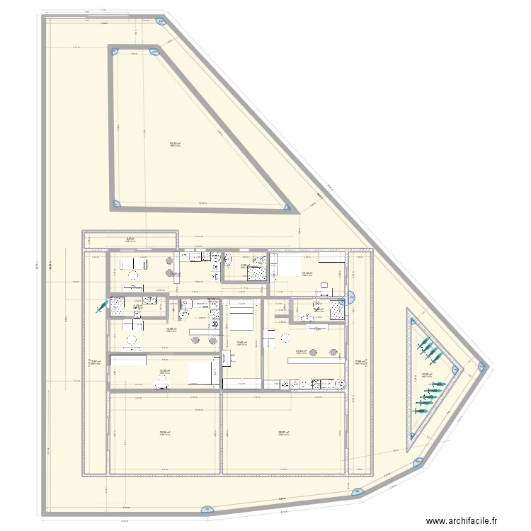plans maison maman etat existant. Plan de 17 pièces et 833 m2