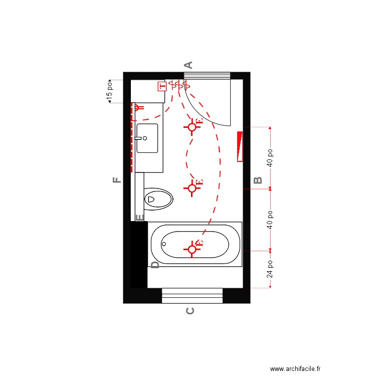 morneau electricite. Plan de 1 pièce et 6 m2