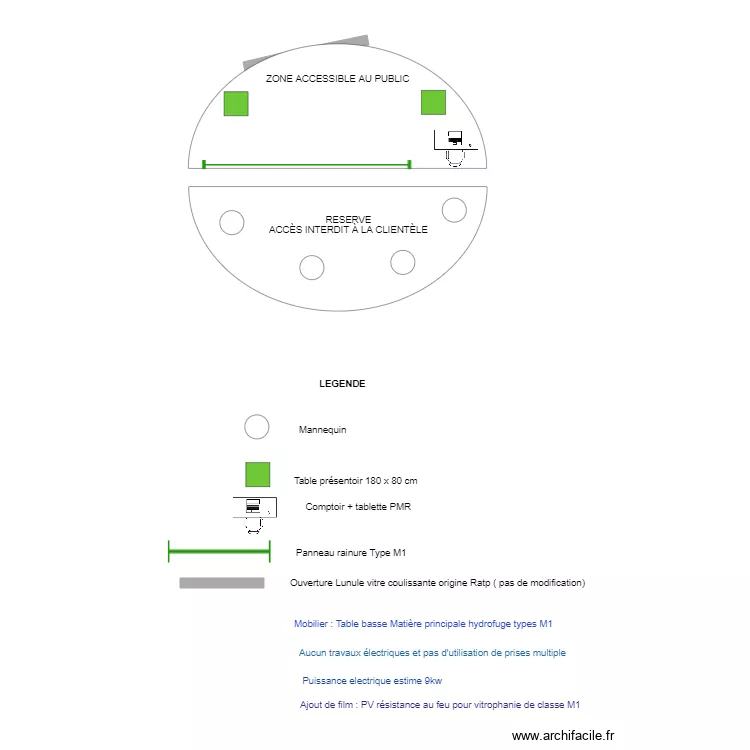 Lunule plan mobilier S1. Plan de 0 pièce et 0 m2