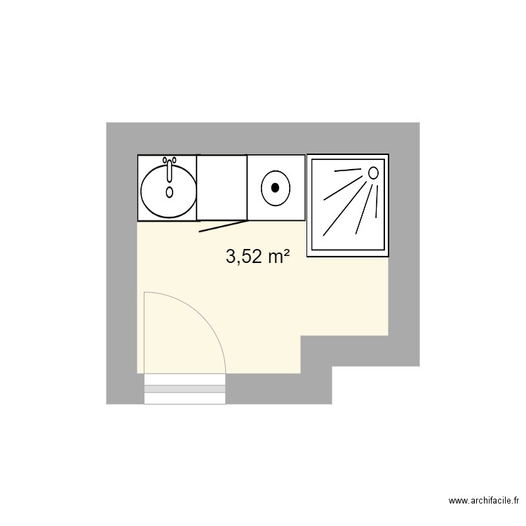 hamrour. Plan de 1 pièce et 4 m2