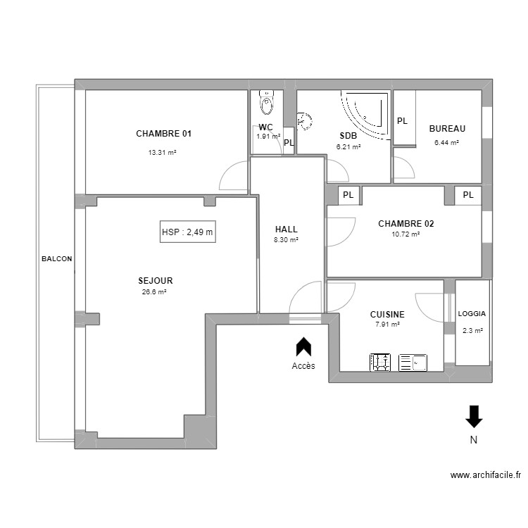 plan montaury nimes. Plan de 17 pièces et 85 m2