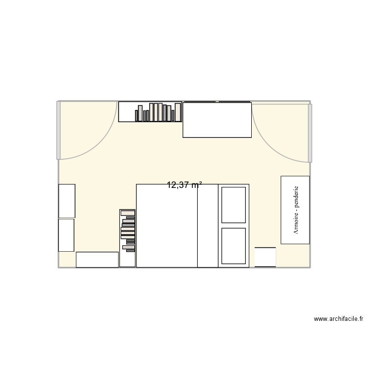 Chambre. Plan de 1 pièce et 12 m2