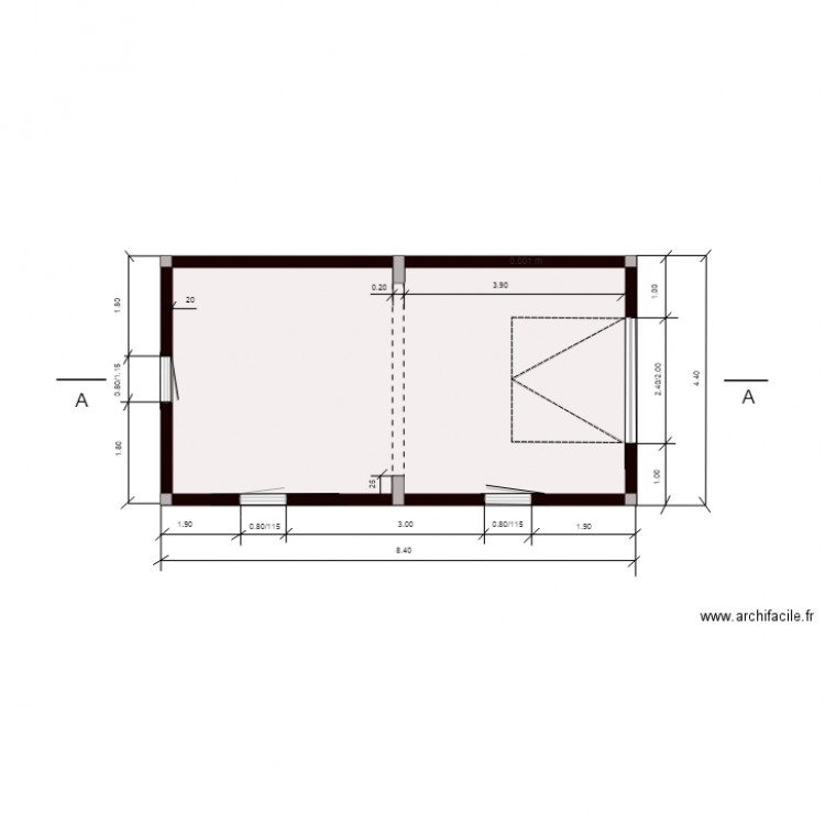 hangar1 plan implantion murs et menuiseries. Plan de 0 pièce et 0 m2