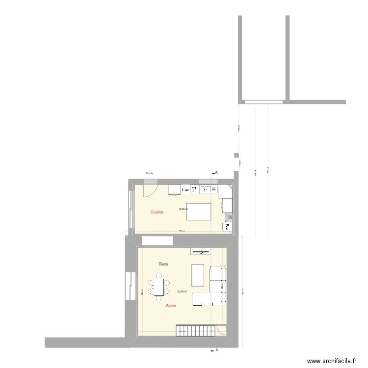 Maison Cédric RdC. Plan de 3 pièces et 86 m2