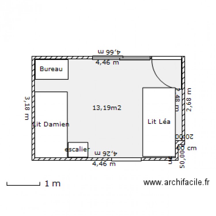 chambre rectangle bis. Plan de 0 pièce et 0 m2