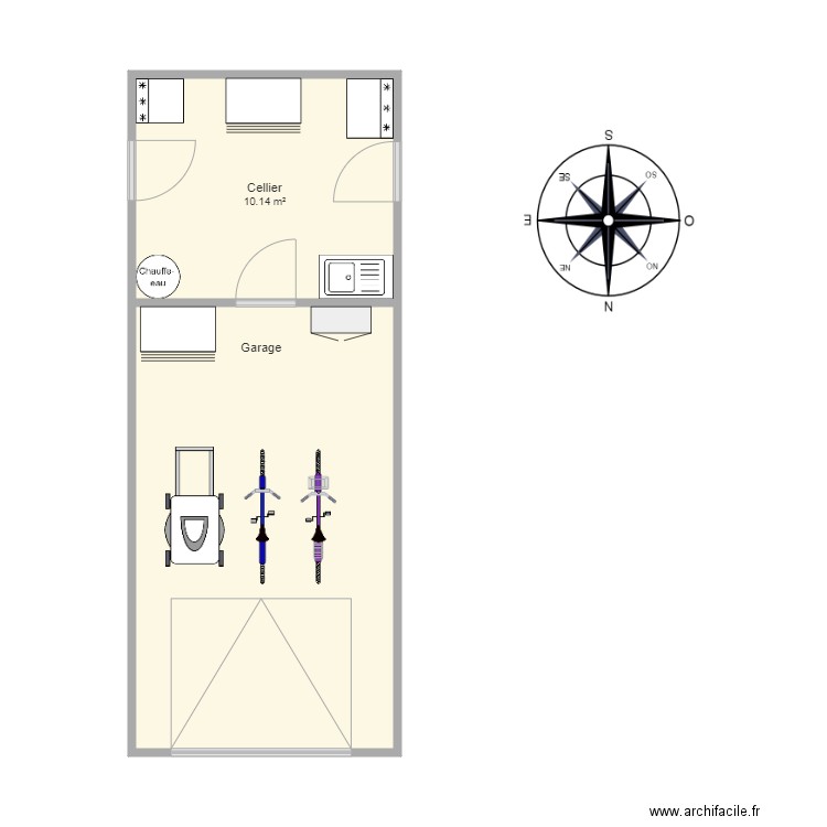 Garage cellier. Plan de 0 pièce et 0 m2