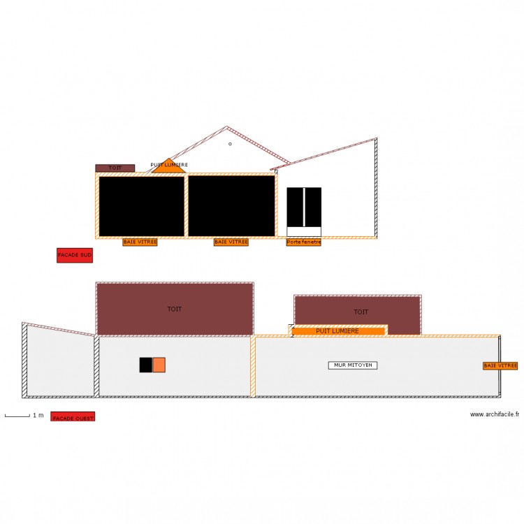 PLAN FACADE ET TOIT PROJET EXTENSION PCMI5 . Plan de 0 pièce et 0 m2