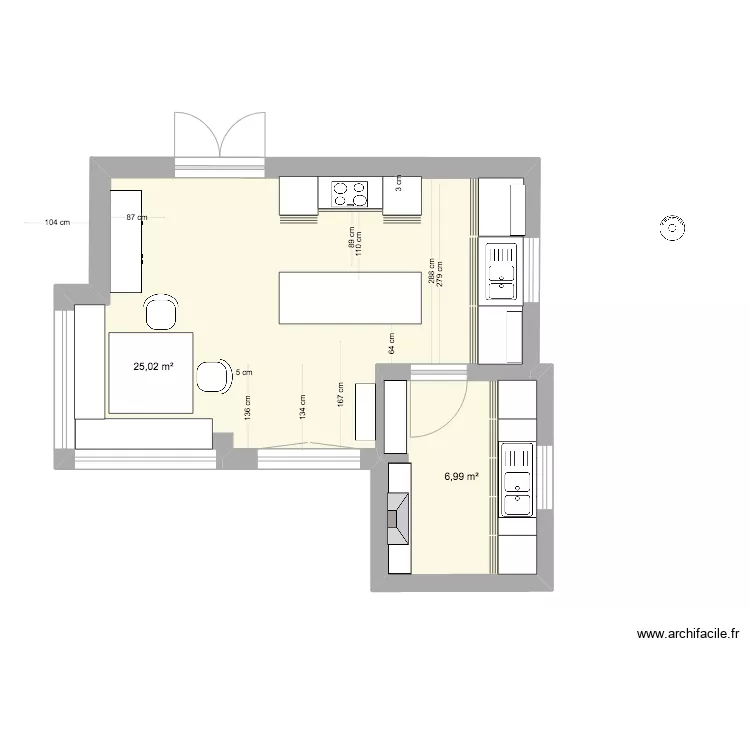 Cuisine Falize trois. Plan de 