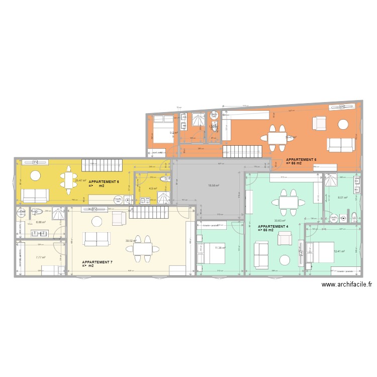 Immeuble Réalmont R2 étage dec 2019 changement cuisine wc cumulus  . Plan de 0 pièce et 0 m2