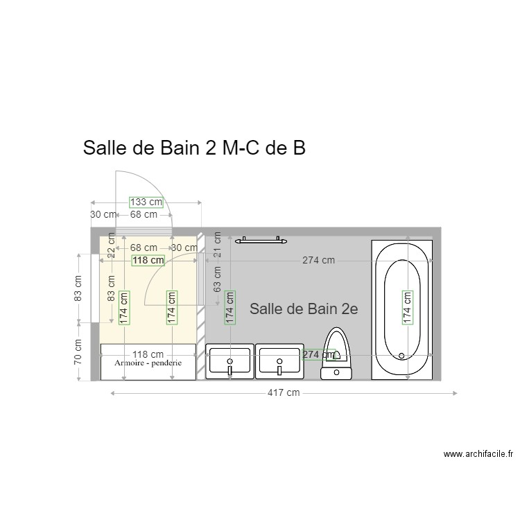 Salle de bain 2. Plan de 0 pièce et 0 m2