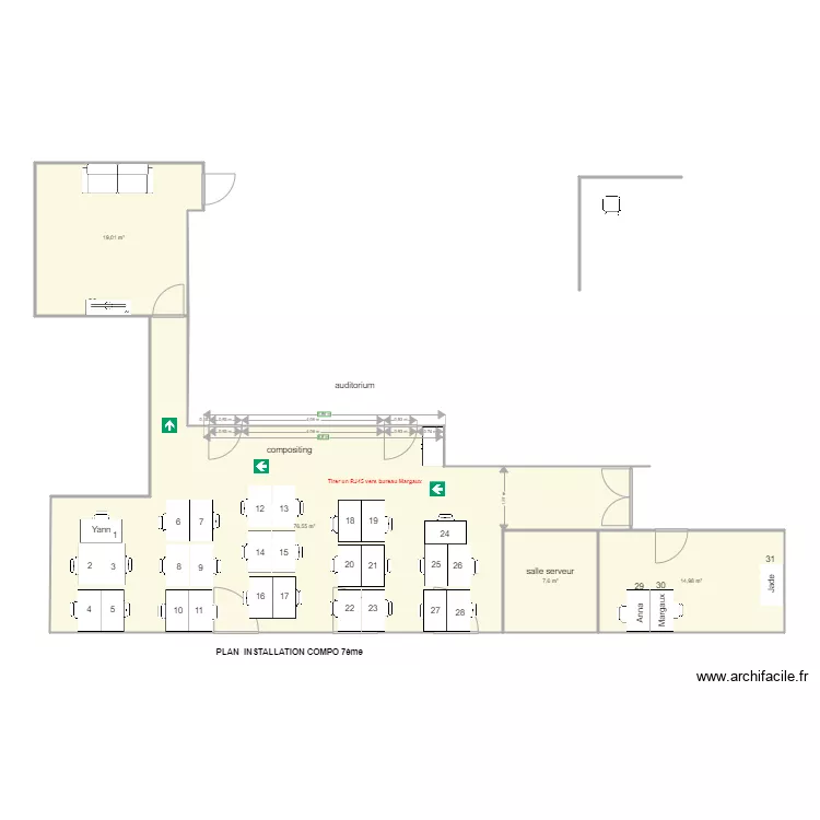 open space auditorium 7&egrave;me. Plan de 
