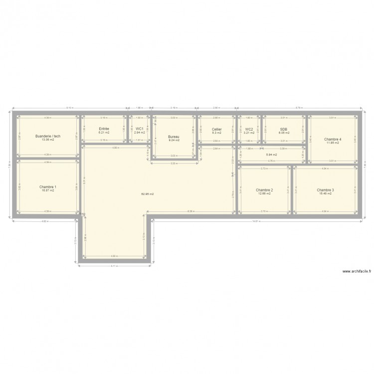 PLan maison Gan Plein Pied . Plan de 0 pièce et 0 m2