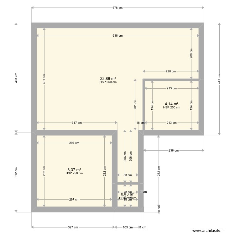 Juan. Plan de 4 pièces et 36 m2