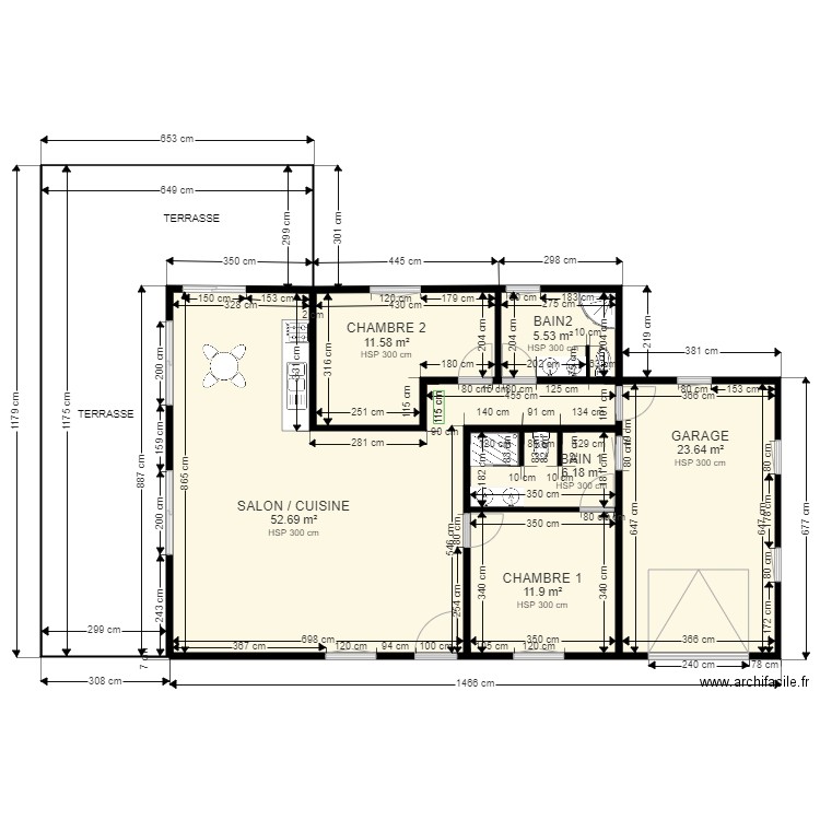 PLAN 2 VILLA JORIS. Plan de 6 pièces et 112 m2