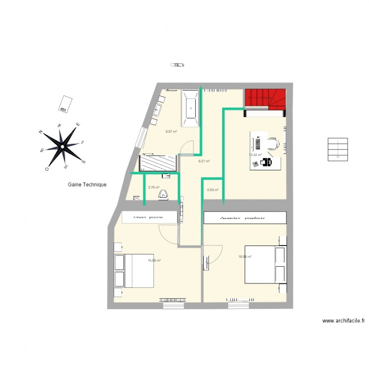 Etage 1 20 01 2018 bis. Plan de 0 pièce et 0 m2