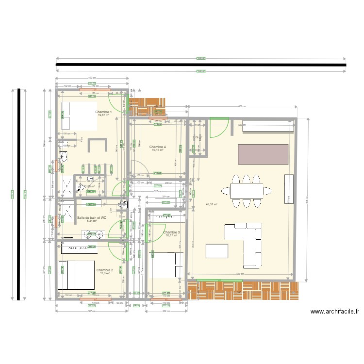 PLAN 09 01 23. Plan de 8 pièces et 117 m2