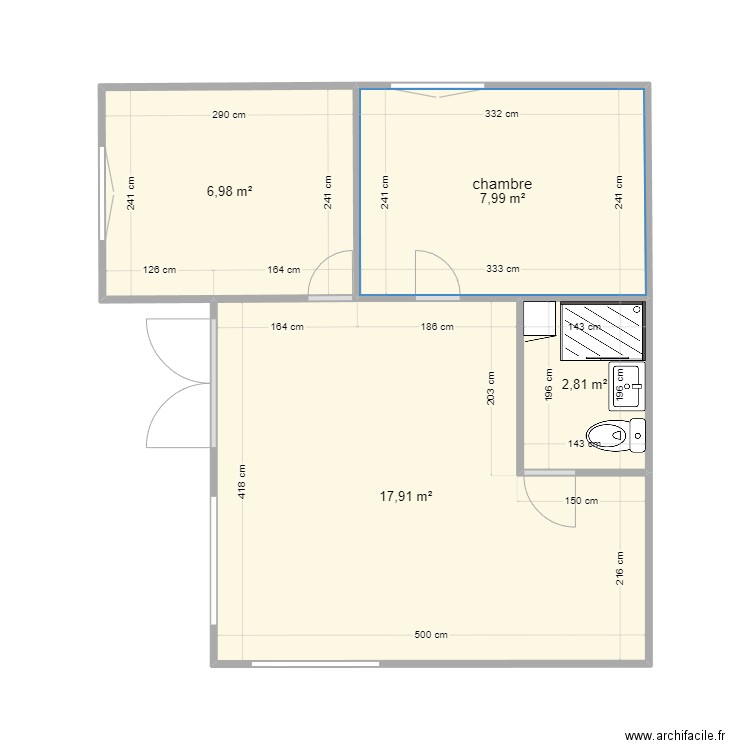 chalet. Plan de 4 pièces et 36 m2