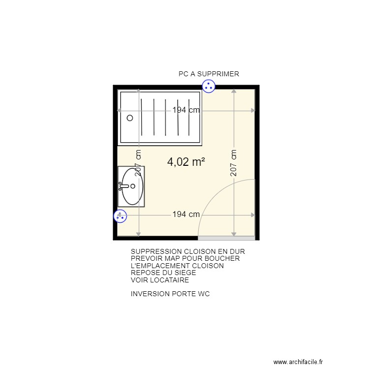 DEBUYS ROSETTE . Plan de 1 pièce et 4 m2