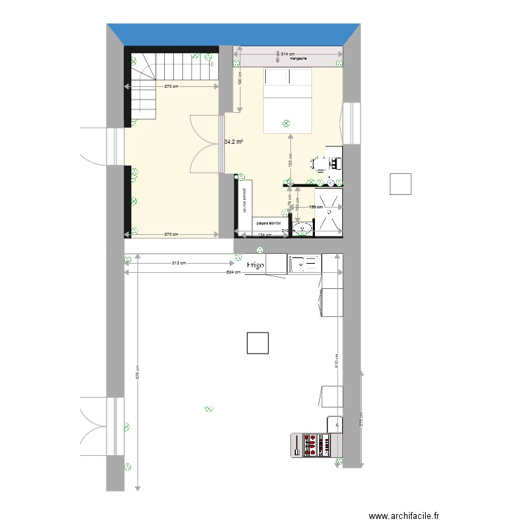 grange existant cotation  prises aménagements . Plan de 0 pièce et 0 m2